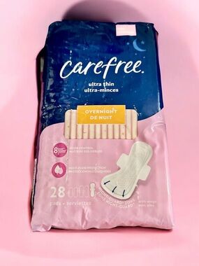 Carefree Overnight Ultra Thin Pads - Pink & Navy